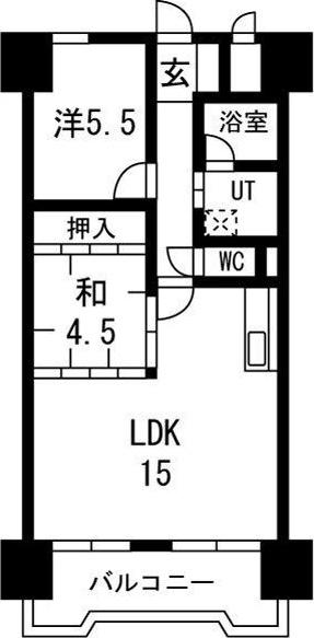 朝日プラザ偕楽園(2LDK/13階)の間取り写真