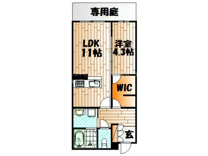 シャーメゾン優蒼の杜 壱番館A棟(1LDK/3階)の間取り写真