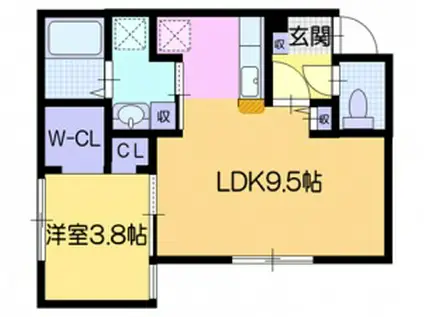 カーサAT平岸(1LDK/2階)の間取り写真