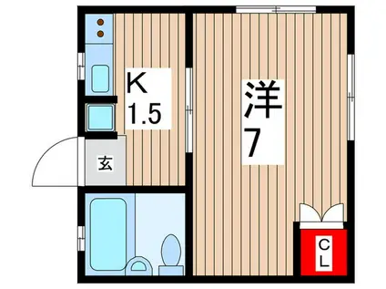 川澄コーポ(1K/3階)の間取り写真
