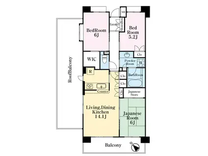 パークホームズ久米川(3LDK/6階)の間取り写真