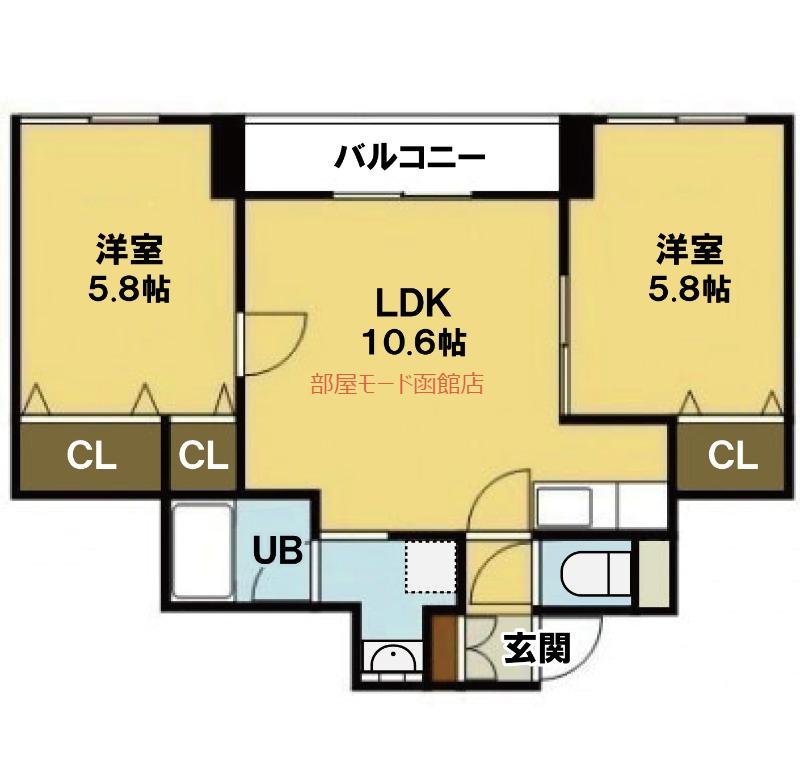 トータス亀田(2LDK/4階)の間取り写真