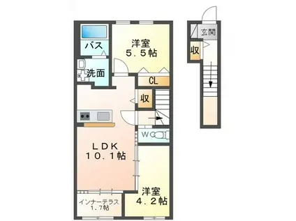 オプレント芳賀(2LDK/2階)の間取り写真