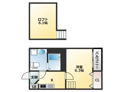 ラ・フロレゾン(1K/2階)の間取り写真