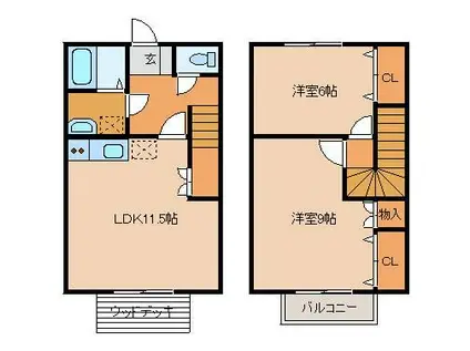 メゾンジュールII(2LDK/1階)の間取り写真