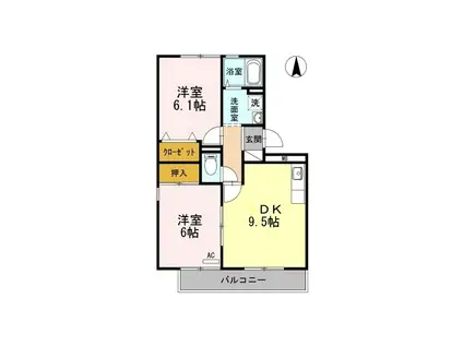 ロイヤルガーデン雅 A棟(2DK/3階)の間取り写真