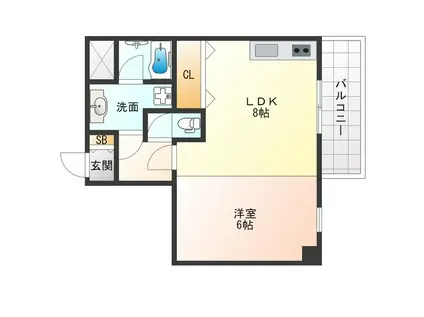 プライムコート西九条(1LDK/5階)の間取り写真