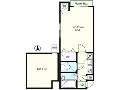 プリウス堀ノ内(1K/2階)の間取り写真