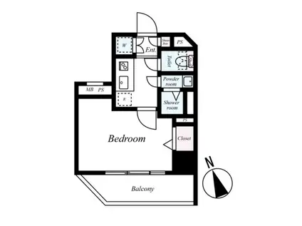 パークウェル麻布十番(1K/3階)の間取り写真