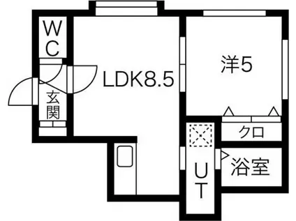 イコル栄通(1LDK/2階)の間取り写真