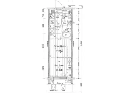 ガーラ・プライム川崎西口(1DK/4階)の間取り写真