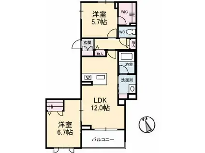シャーメゾンサンフォレスト A棟(2LDK/3階)の間取り写真