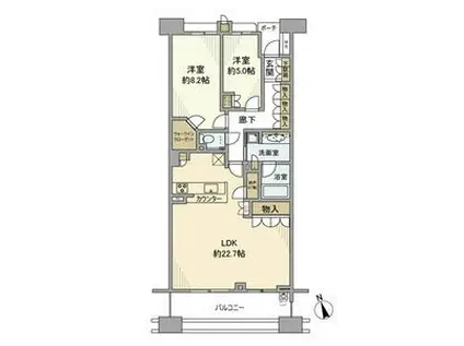 港北センターヒルズC棟(2LDK/4階)の間取り写真