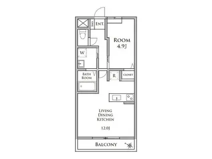 エルシフィールド(1LDK/1階)の間取り写真