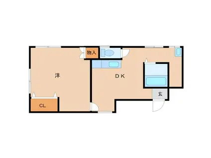 五十嵐マンション(1DK/3階)の間取り写真