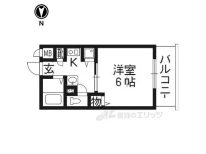エステムコート京都河原町プレジール(1K/2階)の間取り写真
