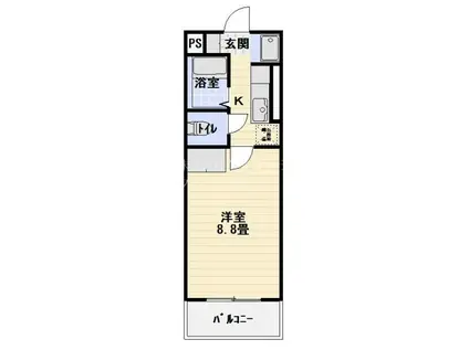 ラ・リヴァージュ(1K/1階)の間取り写真