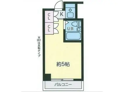 アメニティ白山(ワンルーム/2階)の間取り写真