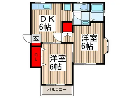 バレールむさし野(2DK/2階)の間取り写真