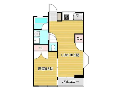 プラザN88(1LDK/2階)の間取り写真