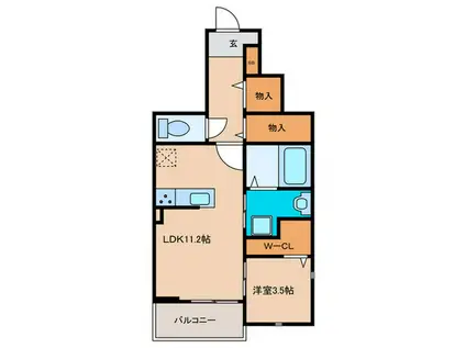 シャロームセブン平尾(1LDK/1階)の間取り写真
