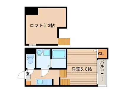 レ・ブルー(1K/2階)の間取り写真