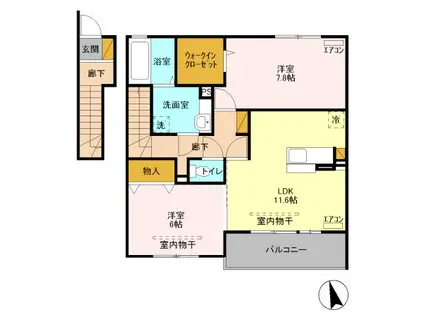 ピーノ ポルト C(2LDK/2階)の間取り写真