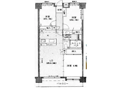川口南町ローヤルコーポ(3LDK/7階)の間取り写真