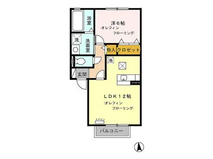 リビングタウン瀬原田II(1LDK/1階)の間取り写真