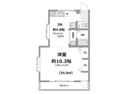 ル・クール西落合(1DK/2階)の間取り写真