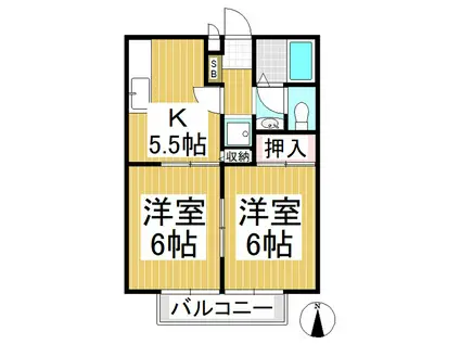 アーバンライフ稲田(2K/1階)の間取り写真