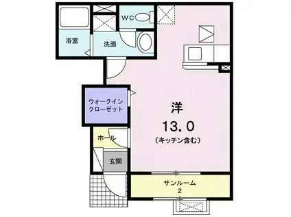 シャルマン II(ワンルーム/1階)の間取り写真