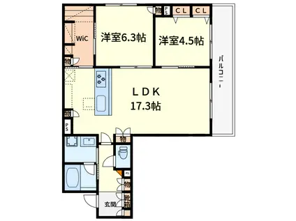 シャーメゾン高槻市赤大路町(2LDK/1階)の間取り写真