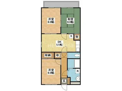 アメニティハウスII(3DK/4階)の間取り写真