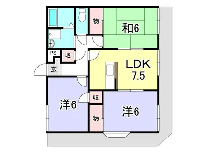 ウエストコート(3DK/1階)の間取り写真