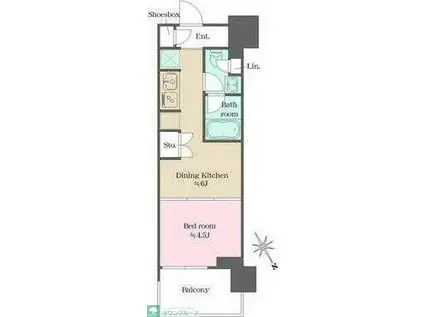 ウエリスアーバン水天宮前(1DK/12階)の間取り写真