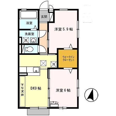 ファミール司III(2DK/1階)の間取り写真