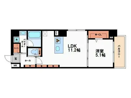 BRAVE北新町(1LDK/3階)の間取り写真