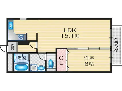 グリースシャトー桃山台(1LDK/4階)の間取り写真