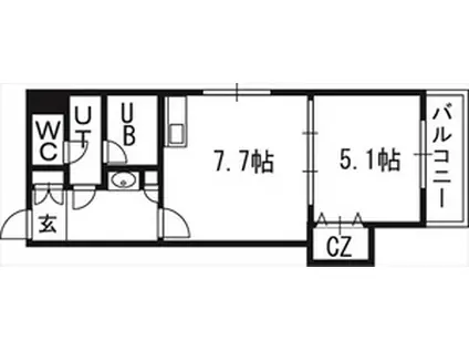 VERTICAL18(1LDK/3階)の間取り写真