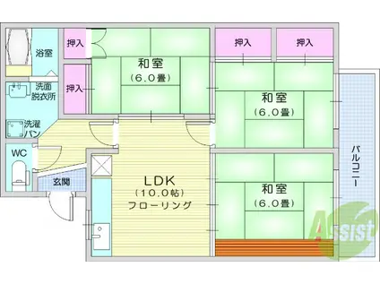 ケヤキハイツ1(3LDK/2階)の間取り写真
