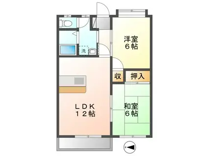 ハーベスト加増A(2LDK/2階)の間取り写真