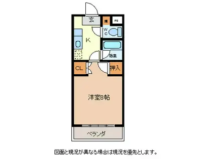 ビッグウイング(1K/2階)の間取り写真