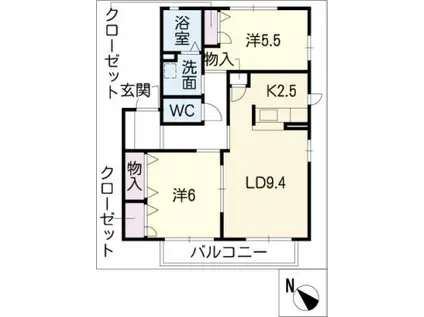 TERRACE・SOLCIEB棟(2LDK/2階)の間取り写真