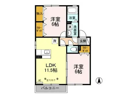 D-ROOM グランモアエクセル202(2LDK/2階)の間取り写真