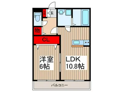 MQUARTO HINATA(1LDK/2階)の間取り写真