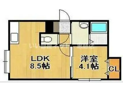 ステーションフロント(1LDK/1階)の間取り写真