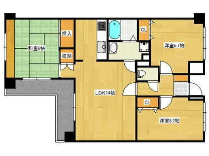 ドルチェ庚午(3LDK/4階)の間取り写真