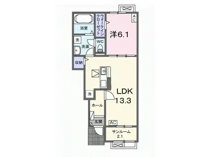 ジュピターII(1LDK/1階)の間取り写真