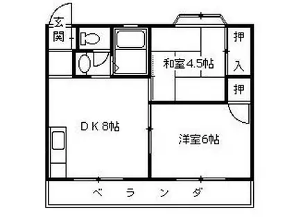 暁マンション(2DK/2階)の間取り写真